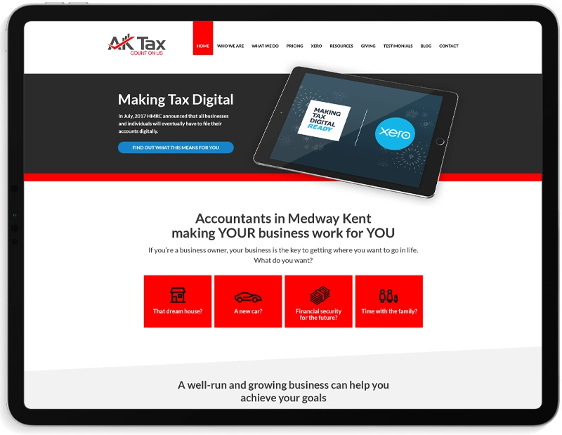 AK Tax Web Design on iPad