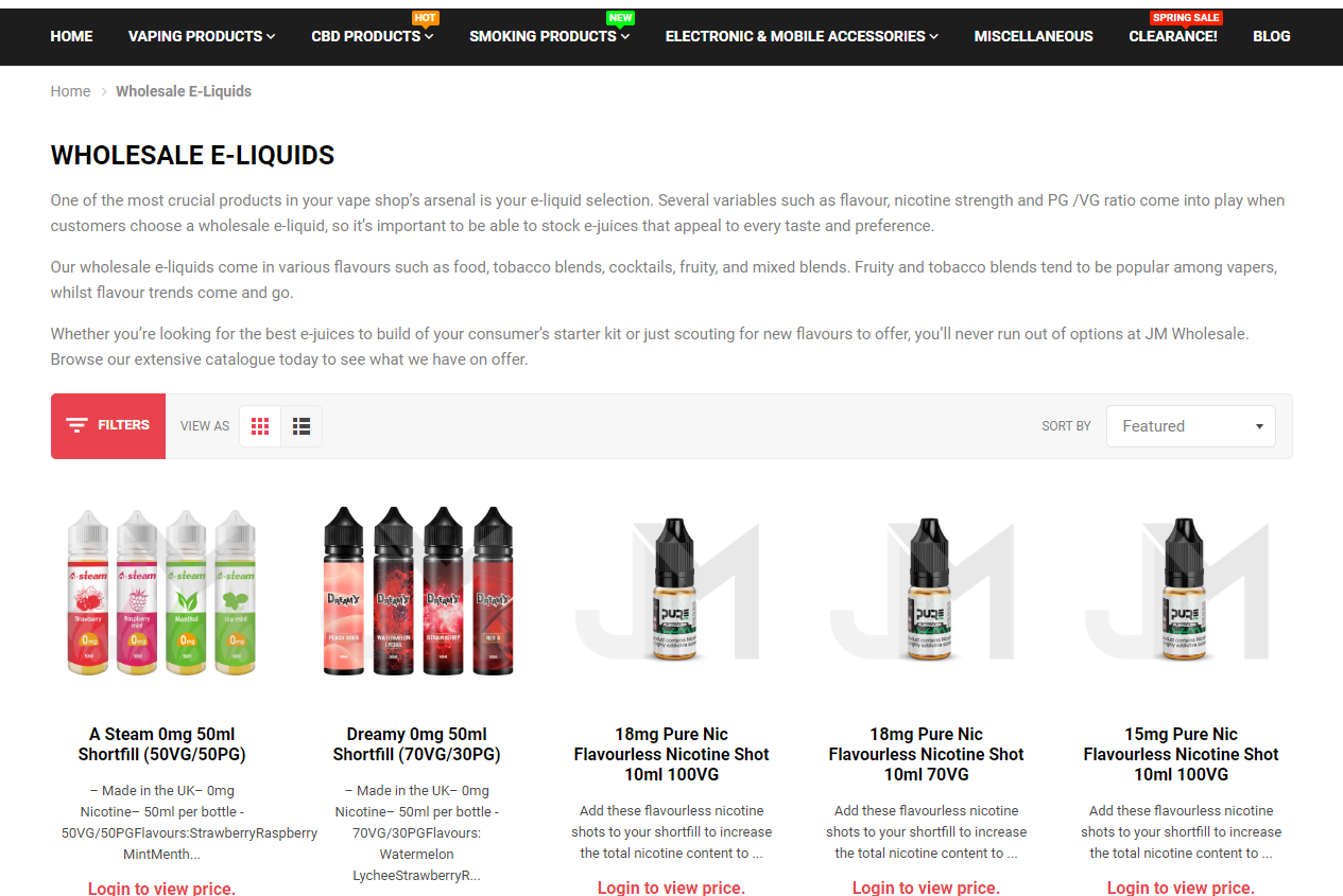 E-liquid category page