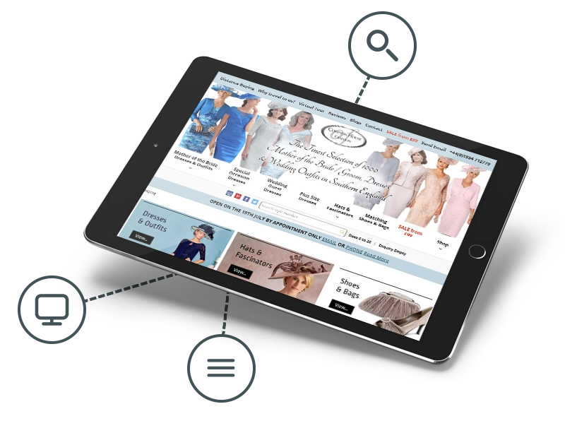 Compton House of Fashion website in a tablet
