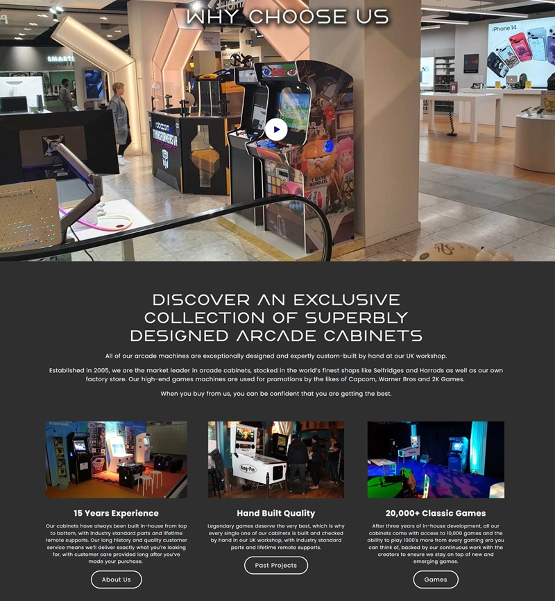 Bespoke Arcades - homepage