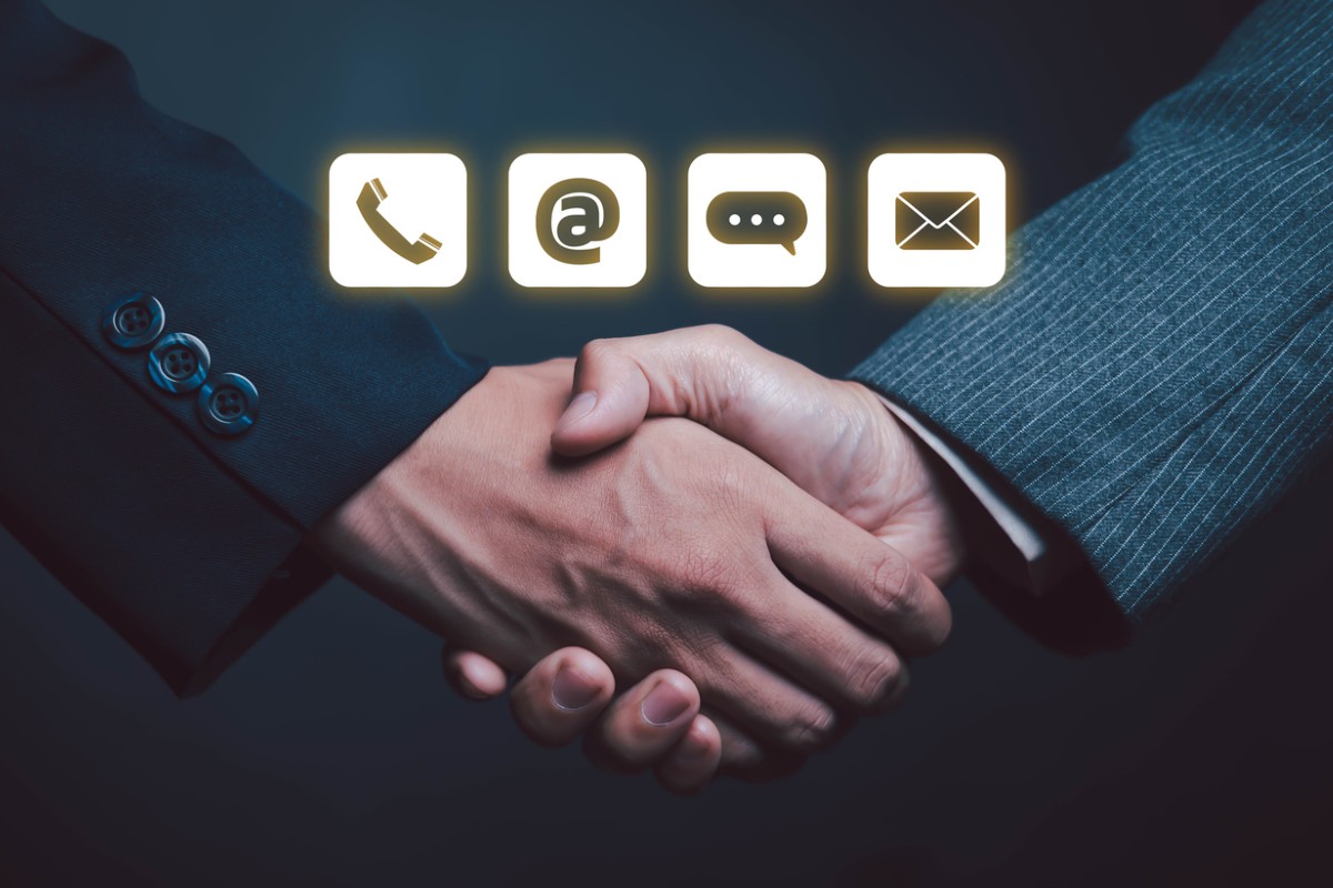 How to Create the Perfect Contact Page for Estate Agents 1 Showing contact channels are telephone for business using digital technology, sending via email to connect, and computers a network to contact customers for good, fast and modern service.